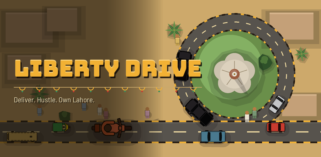 Liberty Drive — a top-down view of Anarkali with the game's title across it